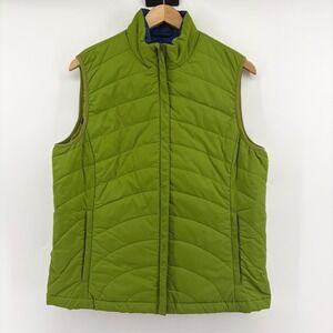 Lands End NWOT Womens Puffer Vest Lime Green Quilted Insulated Full Zip M 10-12